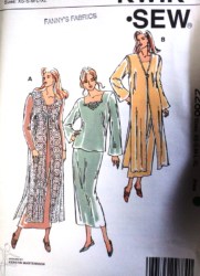 2288 KS LONG DUSTER VEST,LS TOP,LONGER SKIRT PATTERN XS-XL
